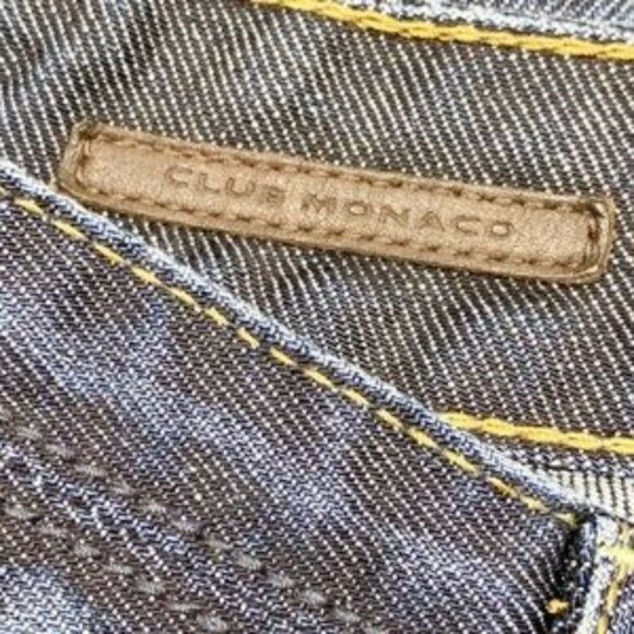 Club Monaco Stove Pipe Jeans Thrashed Distressed Groin Pork Chop Pockets Size 30 - Picture 11 of 16